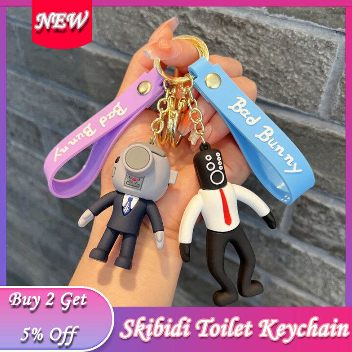 Skibidi Toilet Keychain Game Pendant Keyring Toilet Man Vs Monitor Key