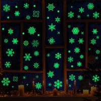 Luminous Snowflake Christmas Wall Stickers Bedroom Home Room Decoration Decals Glow In The Dark New Year Glass Window Wallpaper