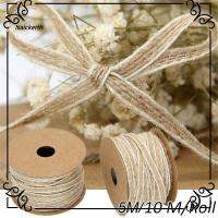 NAICKERTH 5/10M/Roll 0.5mm ตกแต่งงานแต่งงาน เครื่องประดับ ลูกไม้ชนบท ริบบิ้นผ้ากระสอบ ทริมเทป เชือกไหมปลา ปอกระสอบม้วน