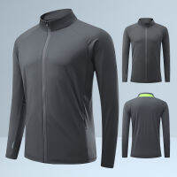 Mens Running Jacket Breathable Stand-up Collar Zipper Jacket Fitness Training Bodybuilding Sports Jackets Outdoor Casual Wear