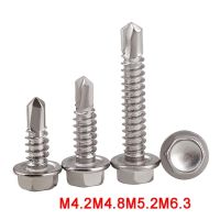 M4.2 M4.8 M5.2 M6.3 Hex Mesin Cuci Kepala Pengeboran Diri Sekrup 410 Stainless Steel Hexagon Kepala Dengan Pad Kerah Lembaran Logam sekrup