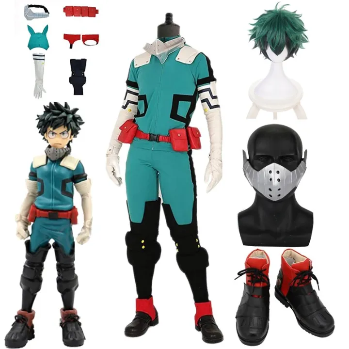 Midoriya Izuku Deku Battle Cosplay Costume Anime My Hero Academia Cosplay Boots Shoes Wig Unisex 0557