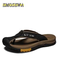 EMOSEWA 38 46 Summer Men Slippers Flip Flops Brand New Comfortable Big Size 46 Men Sandals Genuine Leather Home Slippers for Men