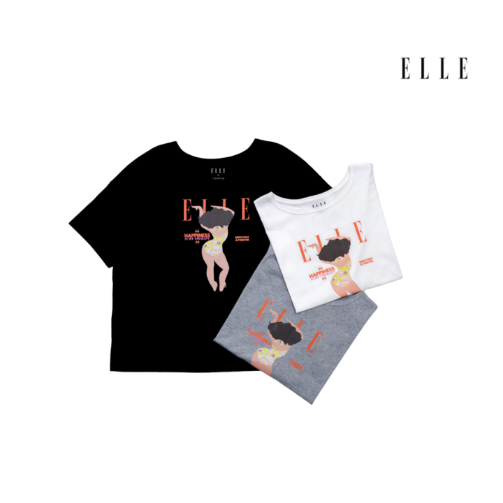 elle-boutique-เสื้อยืดสตรีคอปาด-ทรงครอป-แขนสั้น-สกรีนลาย-elle-limited-editions-w3k562