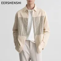 EERSHENSHI เสื้อแขนยาวสำหรับผู้ชาย เสื้อแฟชั่นอินเทรนด์เสื้อแขนยาวลายทางใหม่สำหรับฤดูใบไม้ร่วง