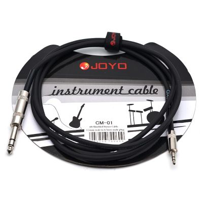 JOYO Instrument Cable CM-01 Shielded Stereo Cable 3.5mm Male to 6.3mm male plug 6 ft Black