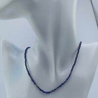 Silver thai 925 Sterling Silver Lapis Lazuli Beads Necklace , Natural Beads necklace handmade , สร้อยคอลูกปัดเงินแท้ 925หินลาพิสลาซูลี