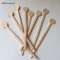 Eco Wedding Cocktail Party Decorations Biodegradable Round Wooden Coffee Drink Stirrer Stick with Personalized Initials and Date