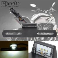 BJMOTO Universal รถจักรยานยนต์อุปกรณ์เสริม CNC อลูมิเนียมป้ายทะเบียน LED Light สำหรับ Honda Yamaha Kawasaki Suzuki จำนวนแผ่น