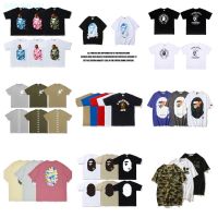 BAPE Japanese Bape Popular Logo Shark Short-Sleeved Female Couples With Ape Head Round Collar T-Shirt Male Camouflage Printed Loose Cotton