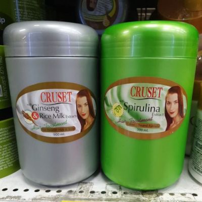 Cruset Hair Treatment ครูเซท ทรีเม้นท์ โสมและน้ำนมข้าว / สาหร่ายสไปรูไลน่า 900 มล.
