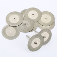 【CW】 10pcs 35mm Stone Jade Glass Diamond Cutting Disc Saw Blabe Fit for Dremel Rotary Tool With Two Mandrel Dremel Accessories