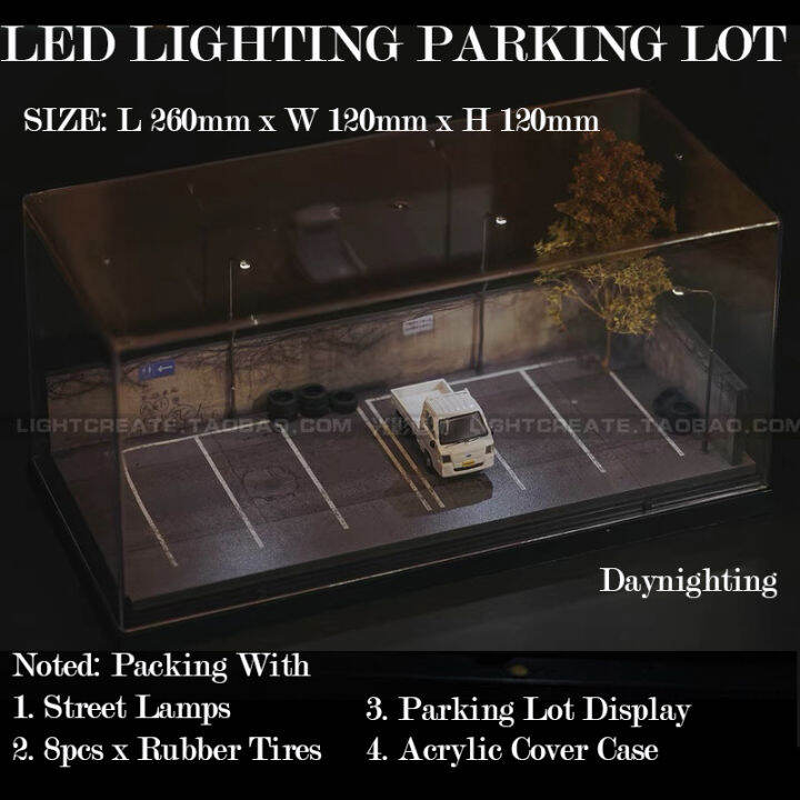 Diorama 164 LED Lighting Parking Lot Display Garage with Acrylic Cover