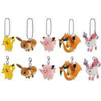 ของเล่นโมเดลผลิตภัณฑ์สำเร็จจี้โปเกมอน BANDAI Gashapon,จี้โปเกมอน Pikachu Charizard Sylveon Clefairy ตุ๊กตาขยับแขนขาได้