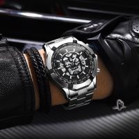 Fashion Skeleton Hollow Quartz Watch Stainless Steel Mens Watches Top Luxury Brand Relogio Masculino Waterproof Luminous Clock