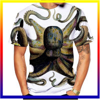 Octopus Graffiti 3d พิมพ์ฤดูร้อนชาย O คอเสื้อยืดลำลองแขนสั้นบวกขนาดเสื้อยืดแฟชั่นเสื้อยืดเทรนด์ผู้ชาย XS-5XL