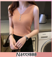 Natty888 Nena เสื้อไหมพรมคอหัวใจทรงรัดรูปแฟชั่นเกาหลี size (ก่อนยืด) ความยาว : 16 นิ้ว