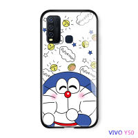 UCUCเคสมือถือ เคสโทรศัพท์ เคสVIVO Y50ใหม่Vivoy50/Y30 Y30iแก้วโทรศัพท์มือถือกรณีVIVO Y30 Luxuryการ์ตูนแมวน่ารักGlossyกระจกเทมเปอร์เคสผิว