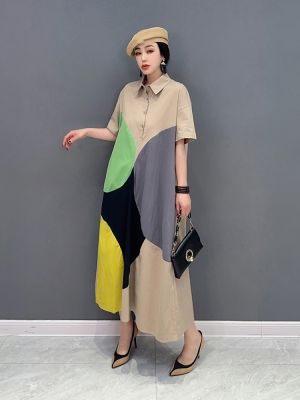 XITAO Color Matching Shirt Dress Women