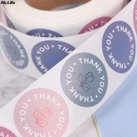 【CW】▤◙  500pcs/roll Round Floral Thank You Stickers Scrapbooking Labels Custom Sticker Decoration Wedding