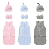 Cotton Baby Sleeping Bag Hat Gloves Set Newborn Blanket Swaddles Wrap Infant Sleepwear Soft Sleep Sack New Born Shower Gift 0-6M