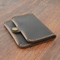 TOP☆MUNUKI 100% Handmade Vintage Genuine Leather Card Holder For Men Leather Card Wallet With Buckle Credit Card Holder Coin Bag MC421