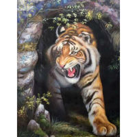 DIY 5D Diamond Mosaic Diamond Painting Cross Stitch Howling Tiger Kit Diamonds Embroidery Square Drill Home Decoration