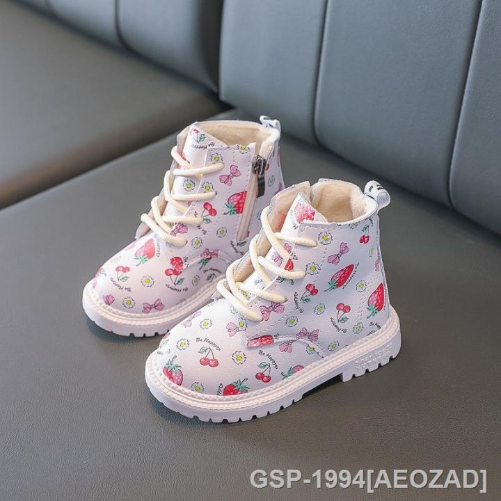 aeozad-รองเท้าสั้นพิมพ์ลายสตรอเบอร์รี่สำหรับเด็กทารกให้ความอบอุ่นน่ารักแฟชั่น