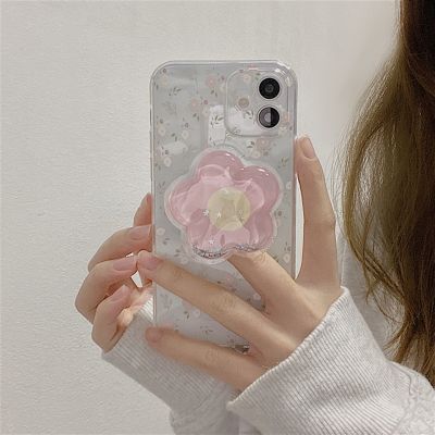 （cold noodles）   เกาหลีน่ารักดูดดอกไม้ยึดกรณีโทรศัพท์สำหรับ iPhone 11 12 13 Pro XS Max X XR SE 7 8พลัสล้างนุ่มกันกระแทกปกหลัง