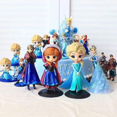 Disney Frozen Theme Cake Decor Anna Elsa Princess Plastic Toys Ornaments Cake Topper For Kids Girls Birthday Party Cake Supplies