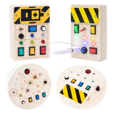 23New Kids Montessori Electronic Busy Board Children LED Light Switch Wooden Sensory Toys Toddlers Learning Cognitive Educational Toys