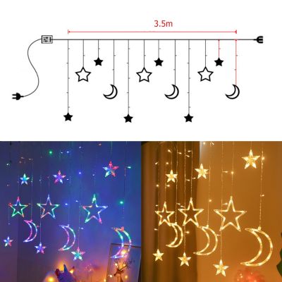 3.5m Led Fairy String Lights Star Moon Lamp Holiday Garland Strings Lamp for Bar Wedding Party Garden Window Home Decor