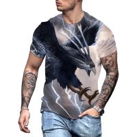 2023Mens T Shirt Summer Tops Soaring Eagle 3D Printed Fashion Trend Tees O Neck Short Sleeve Animal Graphic Loose Oversized Clothes