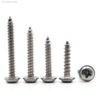 ▣✑ 10-50pcs PWA Cross Round Head with Washer Self Tapping Screw M1.4 M1.7 M2 M2.3 M2.6 M3 M4 304 Stainless Steel Phillips Screw