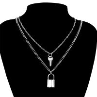 Punk Chain Lock With Key Lover Necklace For Women Men Thic Gothic Padlock Pendant Necklace Statement Jewelry