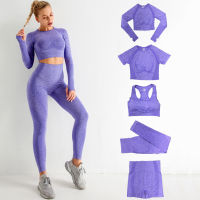 235PCS Seamless Women Yoga Set Workout Sportswear Gym Clothing Fitness Long Sleeve Crop Top High Waist Leggings Sports Suits