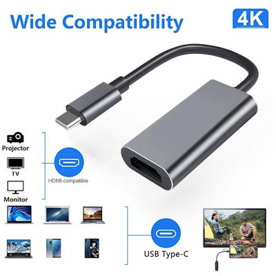 CUGUU USB C เพื่อหัวแปลงสัญญาณ HDMI 4K Type-C เพื่อหัวแปลงสัญญาณ HDMI USB ประเภท C กับสายเคเบิลทีวี HDMI HDTV ตัวแปลงอะแดปเตอร์สำหรับโทรศัพท์แอนดรอยด์