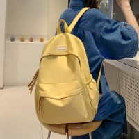 Simple Solid Color Backpack Women Waterproof Nylon School Bags For Teenager Girls Bookbag Lady Travel Shoulder Bag Mochila 【AUG】