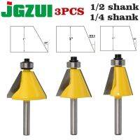 3pc 1/4－1/2Shank 30 องศา Chamfer Bevel Edging Router Bit เครื่องตัดไม้บิตงานไม้