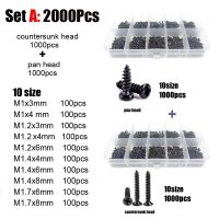 Pcs M1 to M4 Black Mini Micro Small Phillips Round Flat Countersunk Head Self Tapping Wood Screw Set Assortment Kit Box