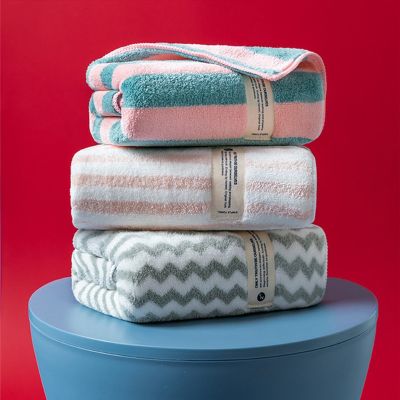 1Pc 34x75cm Colorful Striped Hand Towel Coral Fleece Home Soft Velvet Hair Cloth Bathroom Shower Clean Washcloth