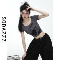 SALOME เสื้อครอป แขนสั้นผู้หญิง เสื้อยืด เสื้อ เสื้อคอป เซ็กซี่ หลวม2023 NEW 071902