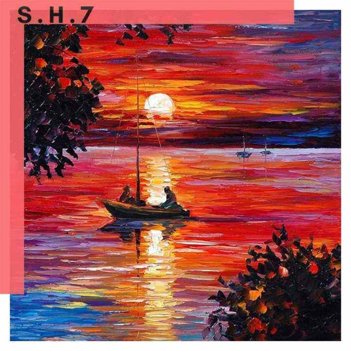 Sea Sunset Oil Paint By Numbers Kit DIY Acrylic Painting on Canvas