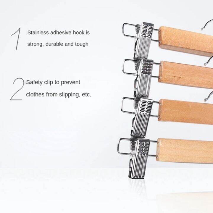 10-pack-wooden-skirt-hangers-with-adjustable-clips-non-slip-trouser-hanger-natural-finish-lotus-wood-pants-hangers-360