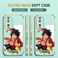 Diorcase For Honor 90 5G,90 Lite 5G ฟรีสายคล้อง + การ์ตูน Luffy ขอบสี่เหลี่ยมปลอกชุบเคสโทรศัพท์หรูหราชุบเคสโทรศัพท์นิ่ม