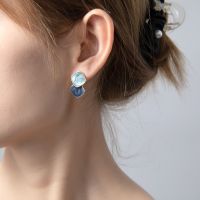 [COD] version of trend simple and versatile blue earrings light luxury design sense niche temperament ins style earrings