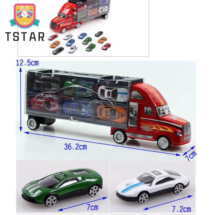 เด็กดึงกลับรถคอนเทนเนอร์รถกล่องเก็บชุดผสมสำหรับเด็กชายหญิง-รถขนาดเล็กสีสุ่ม-cod