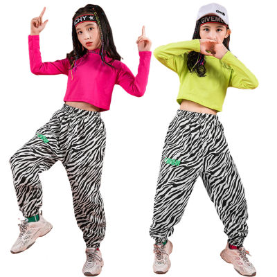 Lolanta เด็กแขนยาว Crop Tops หรือกางเกง Cargo เสื้อผ้าเด็กสีแดงสีเขียว Hip Hop ชุดหญิงเต้นรำเครื่องแต่งกาย 4-16 ปีชุดลำลอง