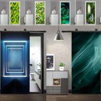 Green Fantasy Door Sticker Fruit Forest Poster PVC Waterproof Self-adhesive Novel Design Wallpaper Home Decoration Door Stickers