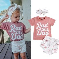 FOCUSNORM Lovely Baby Girls 3pcs Clothes Sets 0-24M Letter Short Sleeve T Shirts+Flamingo Print Print Shorts Headband  by Hs2023